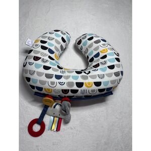 Boppy Tummy Time Prop Pillow Rainbow Geometric Blue Mustard with Toys 22150